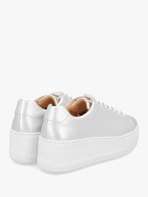 Verve Silver Leather Flatform Trainers