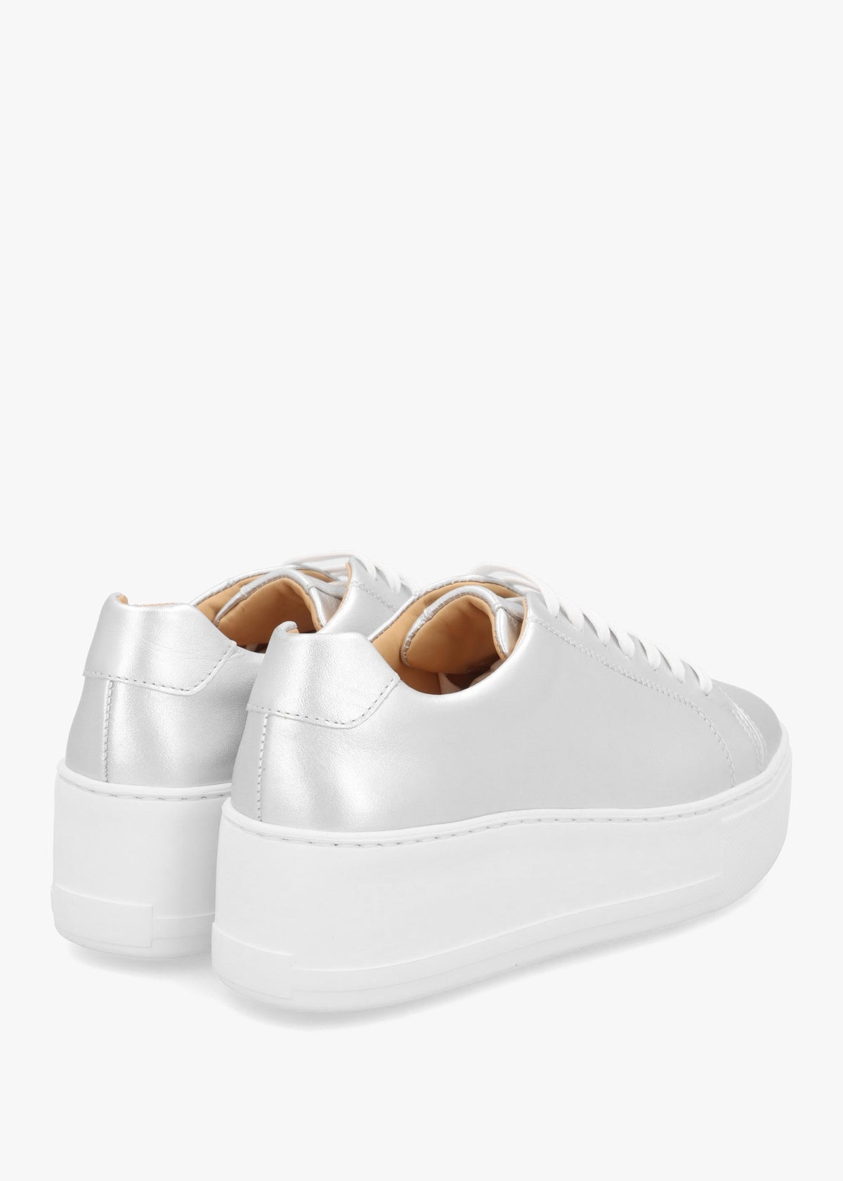 Verve Silver Leather Flatform Trainers