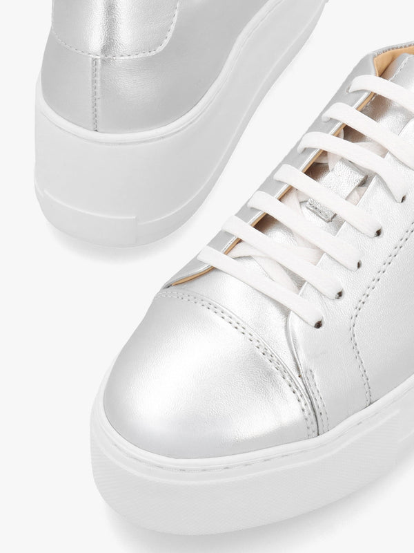 Verve Silver Leather Flatform Trainers