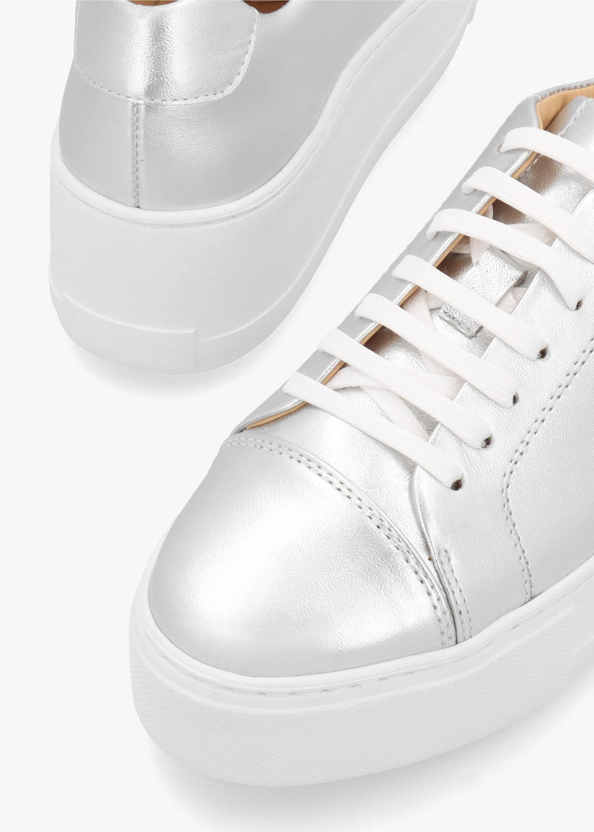 Verve Silver Leather Flatform Trainers