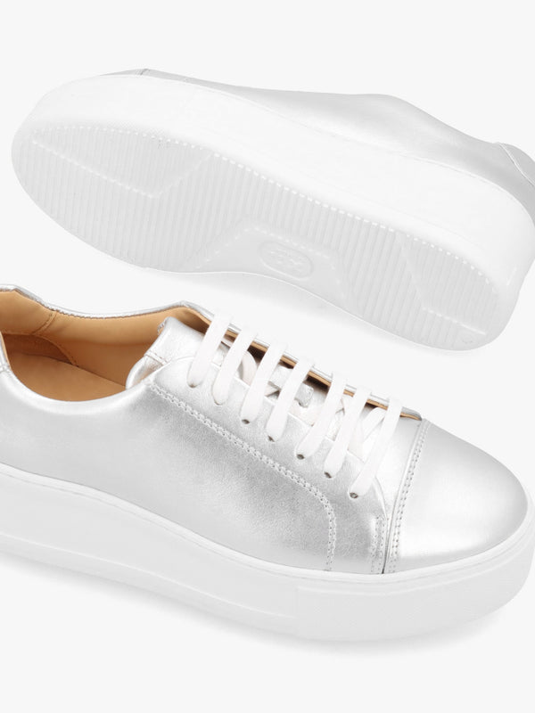 Verve Silver Leather Flatform Trainers