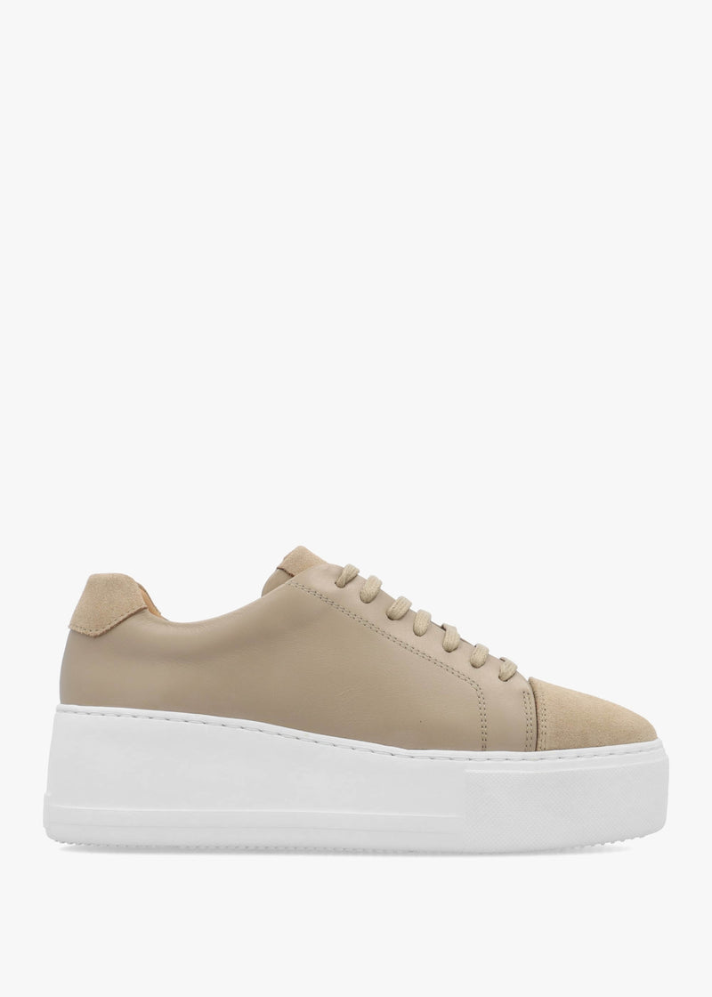 Verve Beige Leather Flatform Trainers