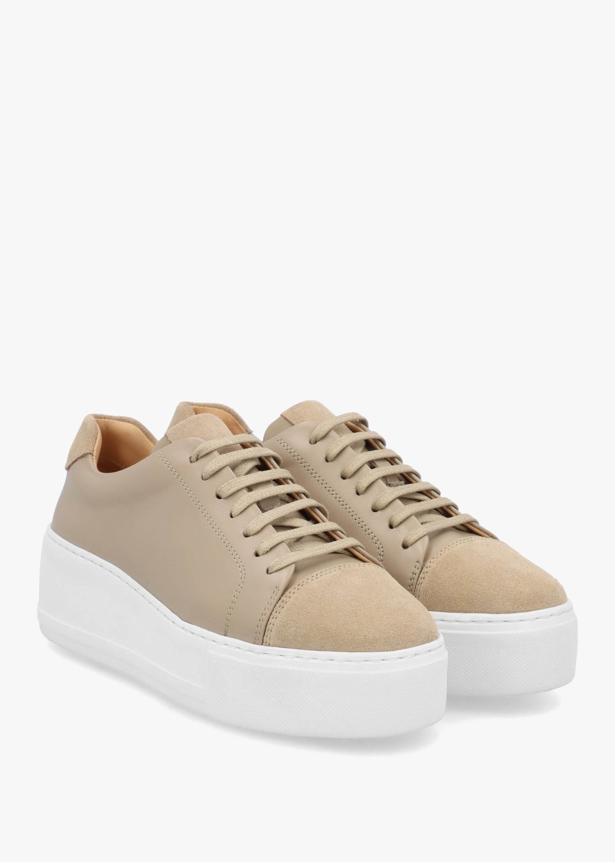 Verve Beige Leather Flatform Trainers