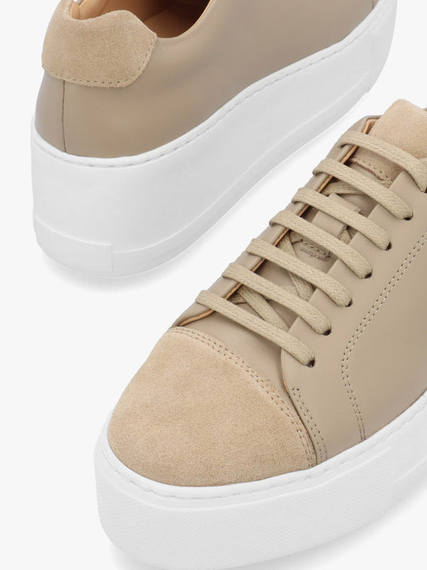 Verve Beige Leather Flatform Trainers