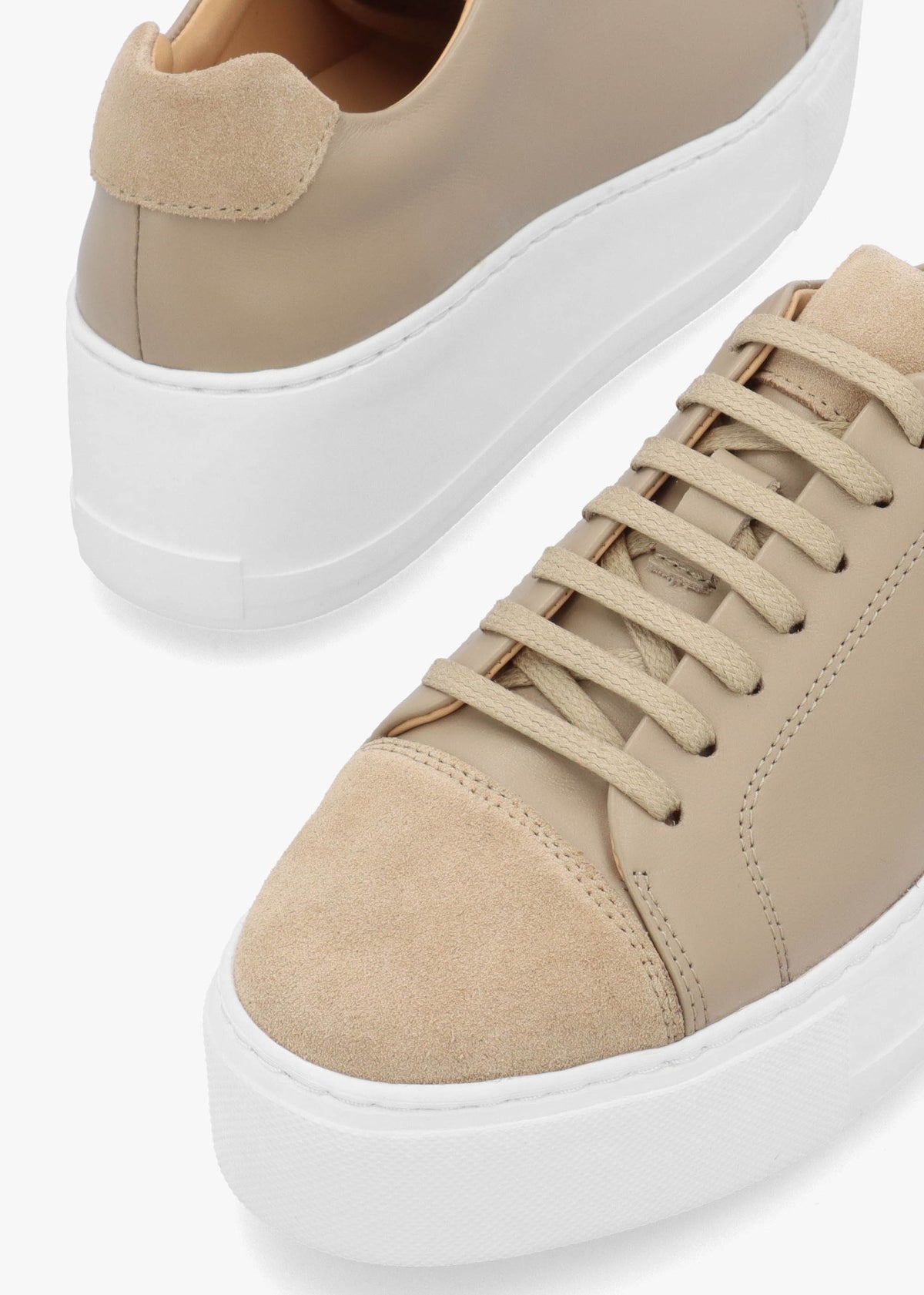 Verve Beige Leather Flatform Trainers