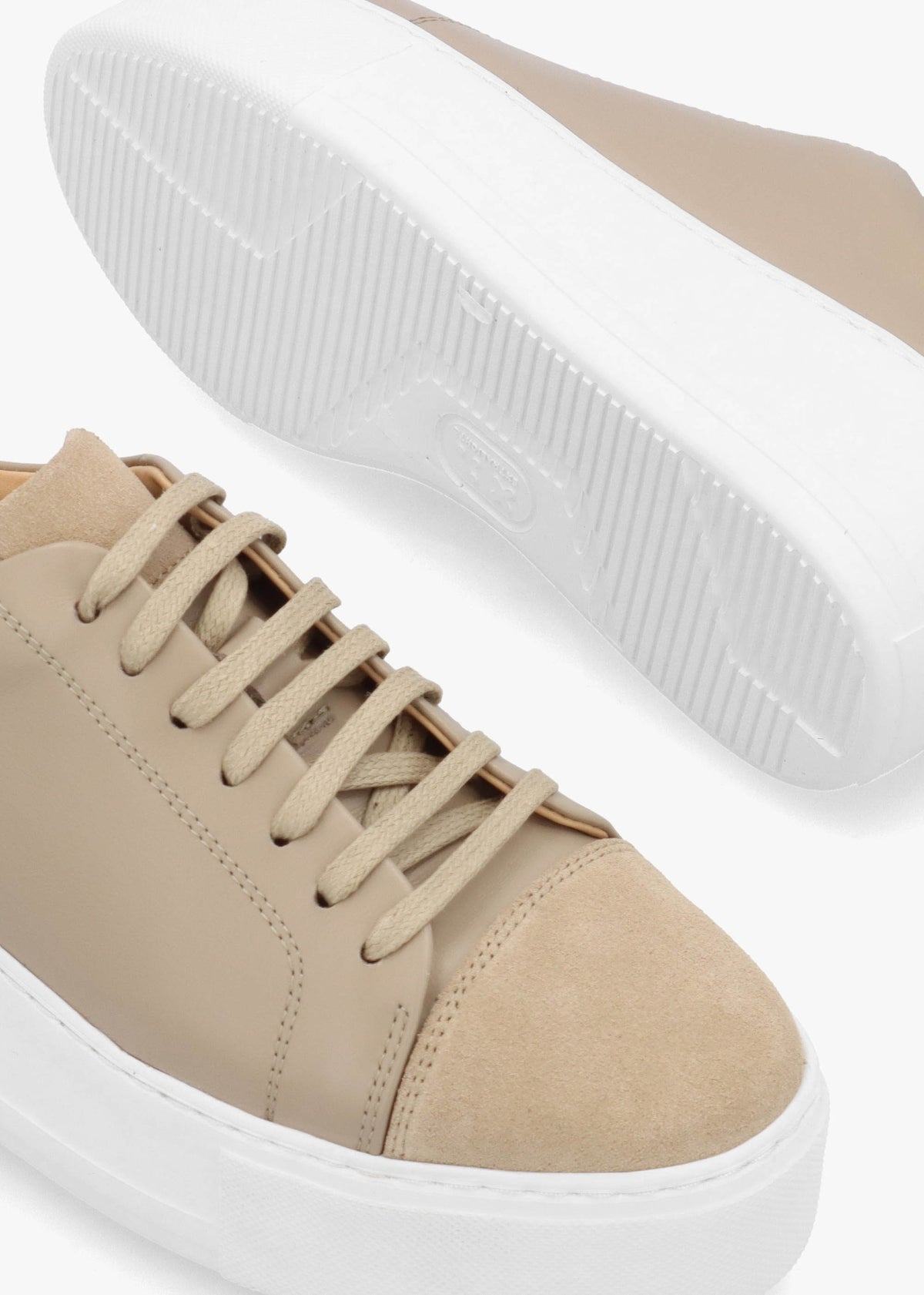 Verve Beige Leather Flatform Trainers