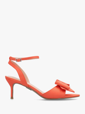 Lotty Orange Satin Bow Low Heel Sandals