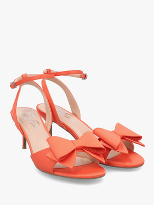 Lotty Orange Satin Bow Low Heel Sandals