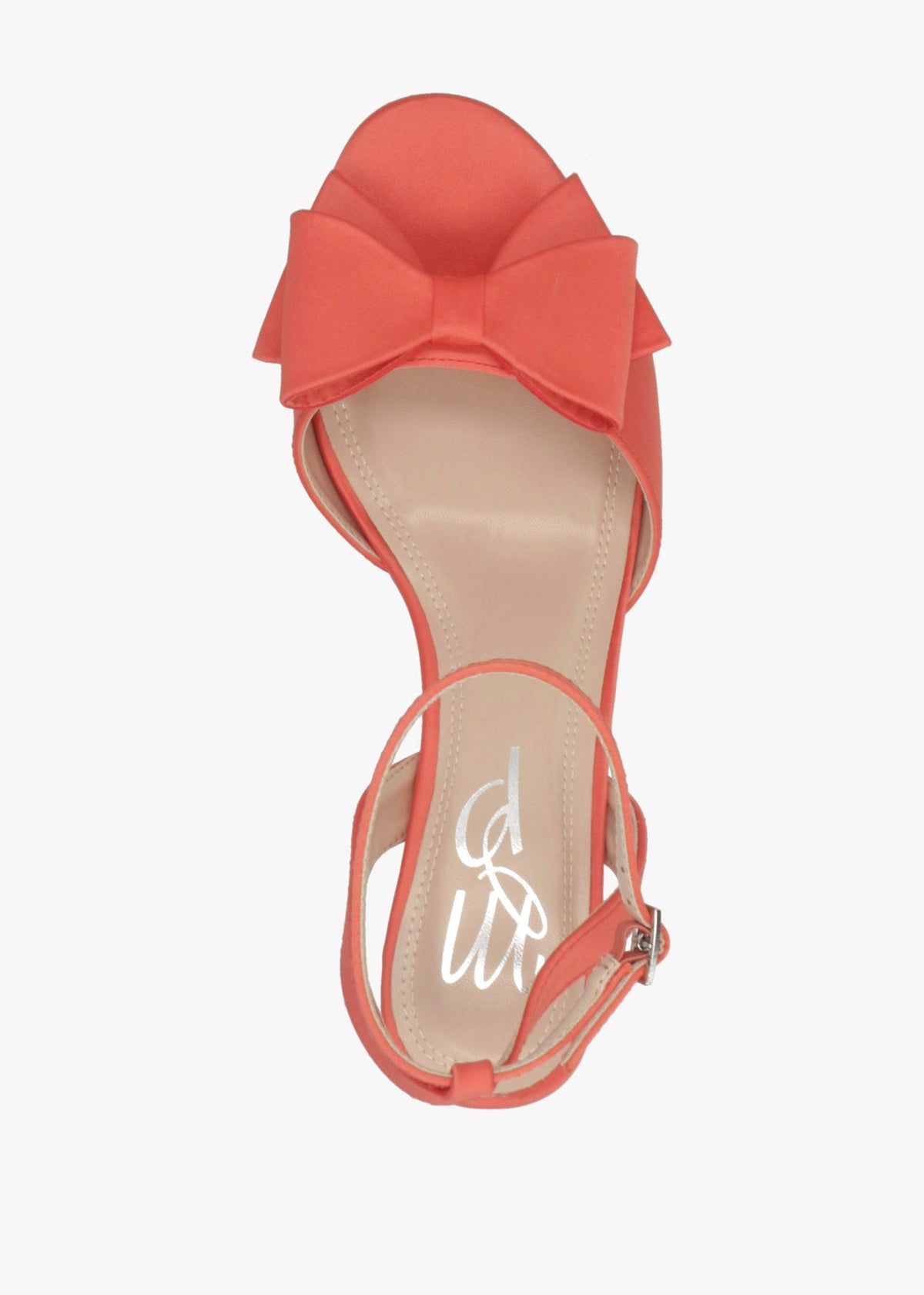 Lotty Orange Satin Bow Low Heel Sandals