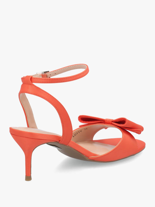 Lotty Orange Satin Bow Low Heel Sandals