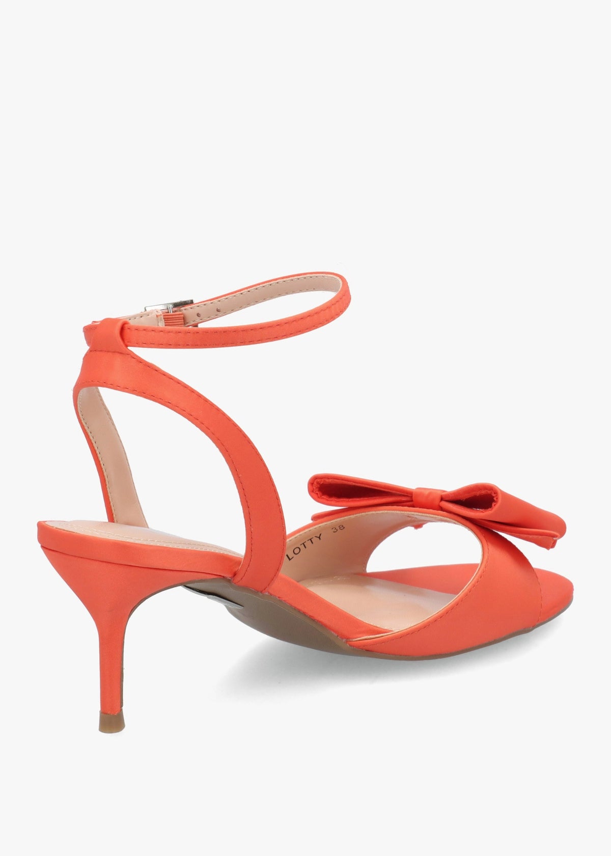 Lotty Orange Satin Bow Low Heel Sandals