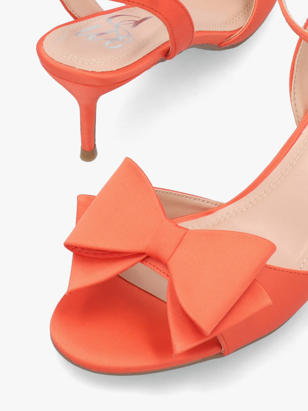 Lotty Orange Satin Bow Low Heel Sandals