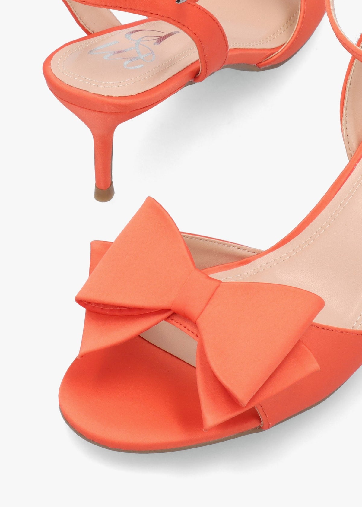 Lotty Orange Satin Bow Low Heel Sandals
