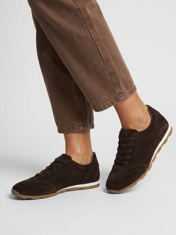 Ginny Brown Suede Perforated Low Profile Trainers