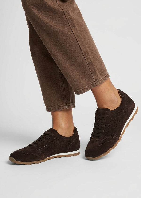 Ginny Brown Suede Perforated Low Profile Trainers