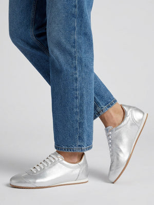 Vantage Silver Metallic Leather Super Low-Profile Trainers