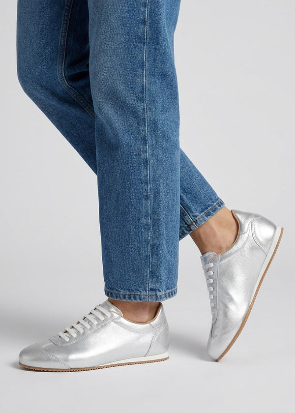 Vantage Silver Metallic Leather Super Low-Profile Trainers