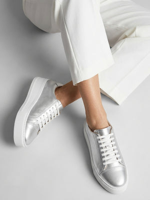 Verve Silver Leather Flatform Trainers