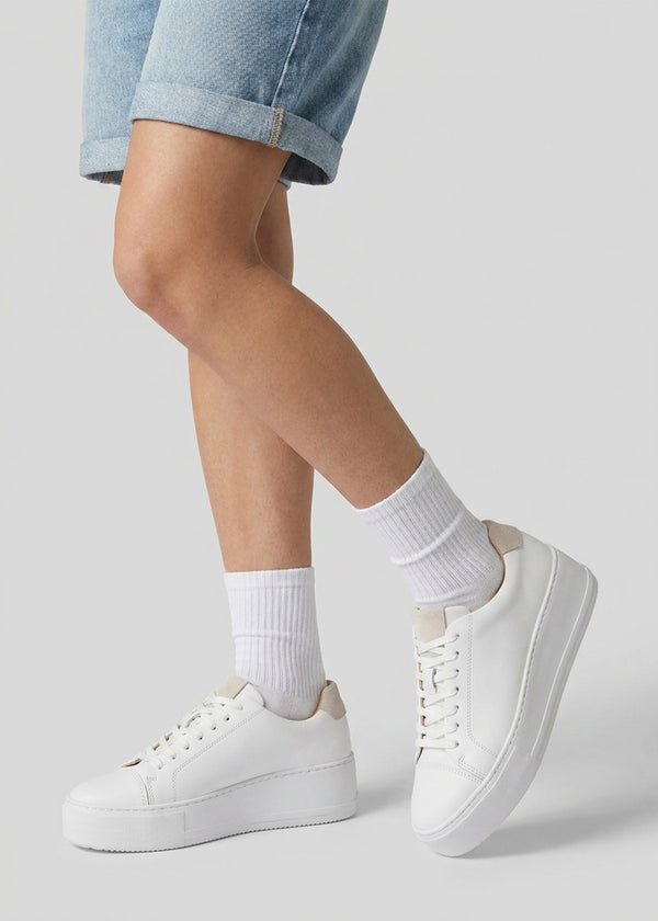 Verve White Leather Flatform Trainers