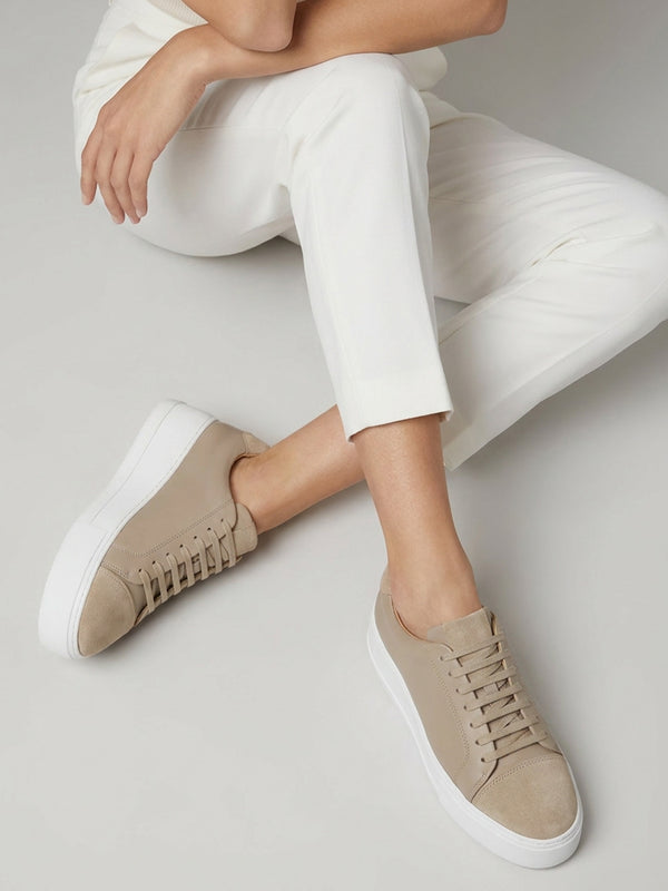 Verve Beige Leather Flatform Trainers