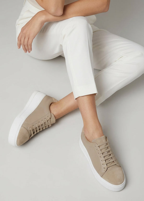 Verve Beige Leather Flatform Trainers