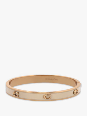 6Mm Signature Enamel White & Gold Hinge Bangle