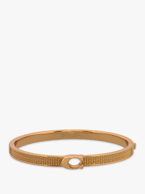 Textured C Logo Gold Hinge Bangle