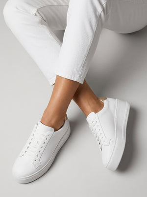 Vircus White & Gold Leather Flatform Trainers