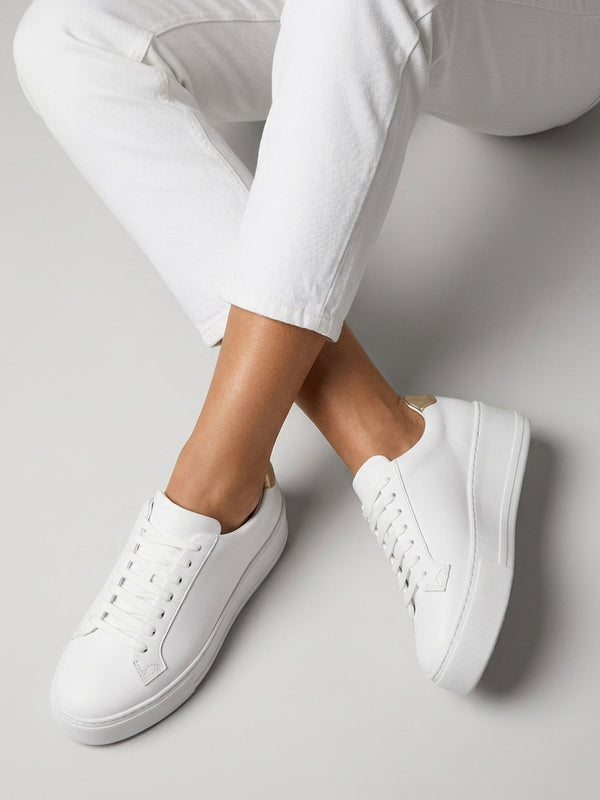 Vircus White & Gold Leather Flatform Trainers