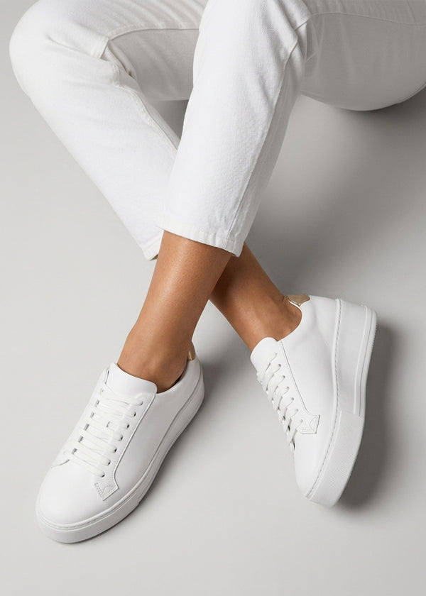 Vircus White & Gold Leather Flatform Trainers