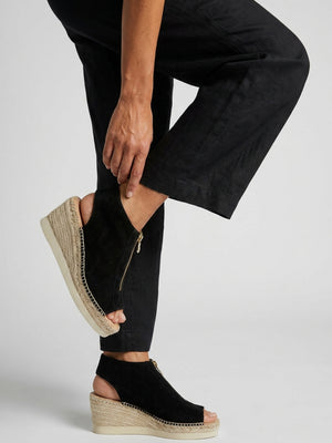 Jippie Black Suede Wedge Espadrilles