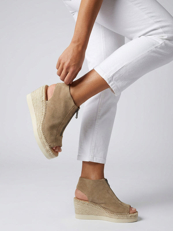 Jippie Taupe Suede Wedge Espadrilles