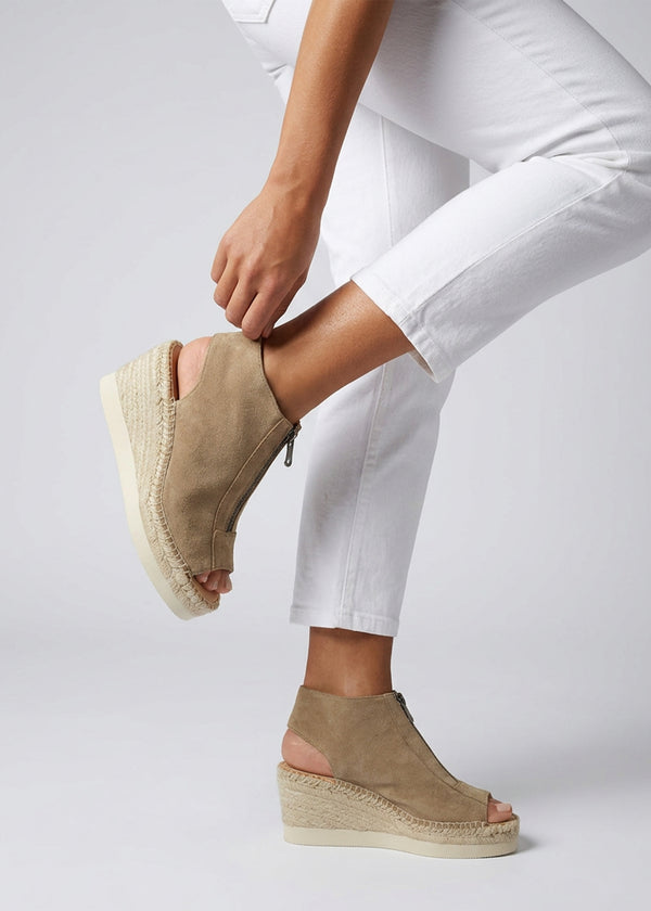 Jippie Taupe Suede Wedge Espadrilles