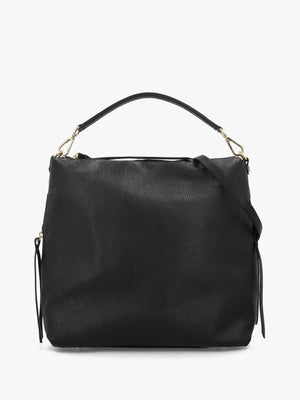 Maya Black Leather Hobo Bag