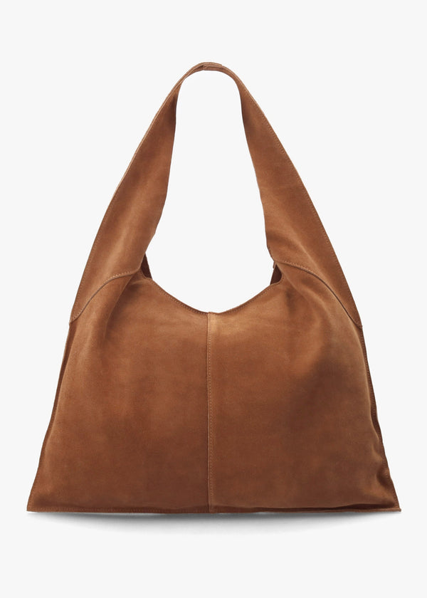 Maive Tan Suede Slouchy Shoulder Bag