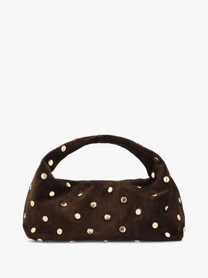 Maci Brown Suede Studded Shoulder Bag