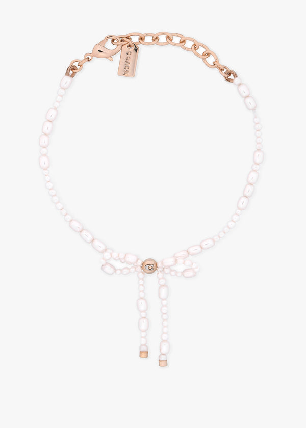 Pearl Bow Gold Bracelet