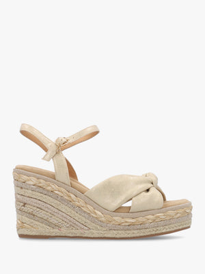 Meerah Gold Embellished Wedge Espadrilles