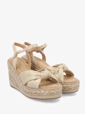 Meerah Gold Embellished Wedge Espadrilles