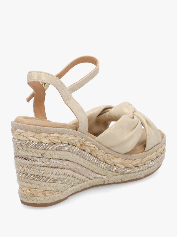 Meerah Gold Embellished Wedge Espadrilles