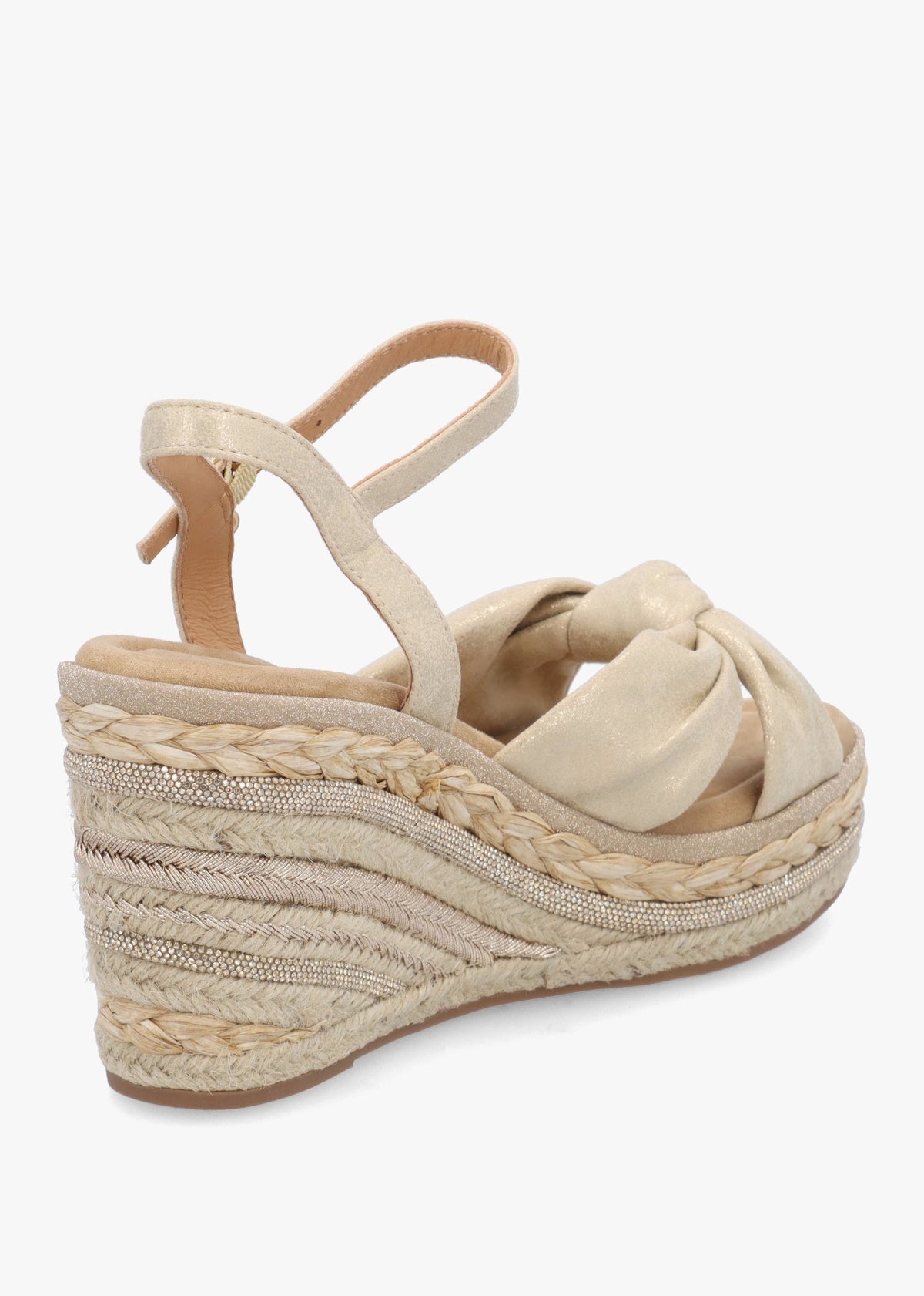 Meerah Gold Embellished Wedge Espadrilles