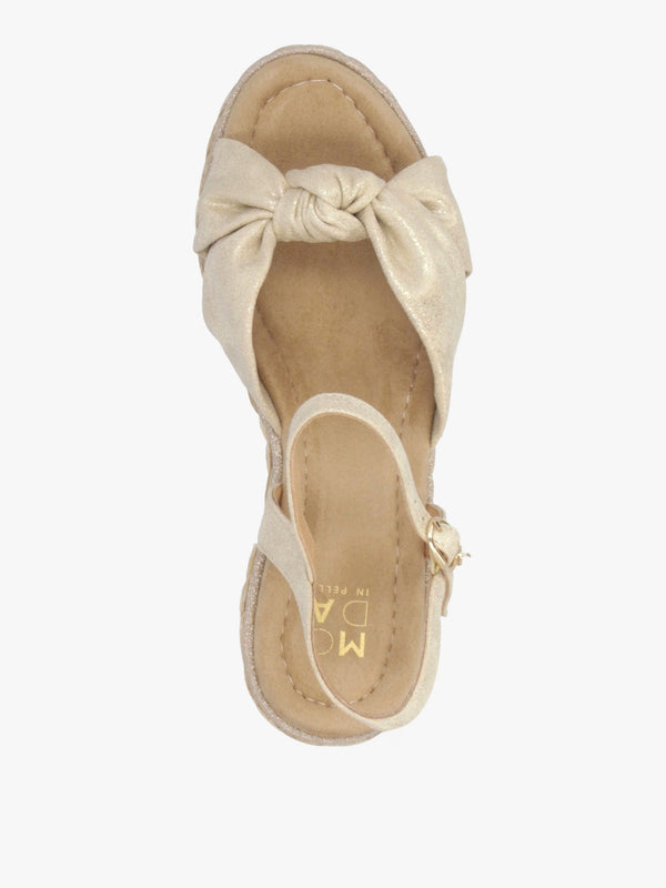 Meerah Gold Embellished Wedge Espadrilles