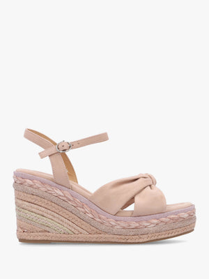 Meerah Pink Embellished Wedge Espadrilles