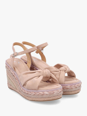 Meerah Pink Embellished Wedge Espadrilles