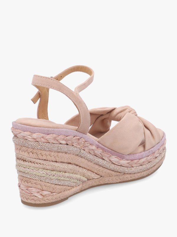 Meerah Pink Embellished Wedge Espadrilles