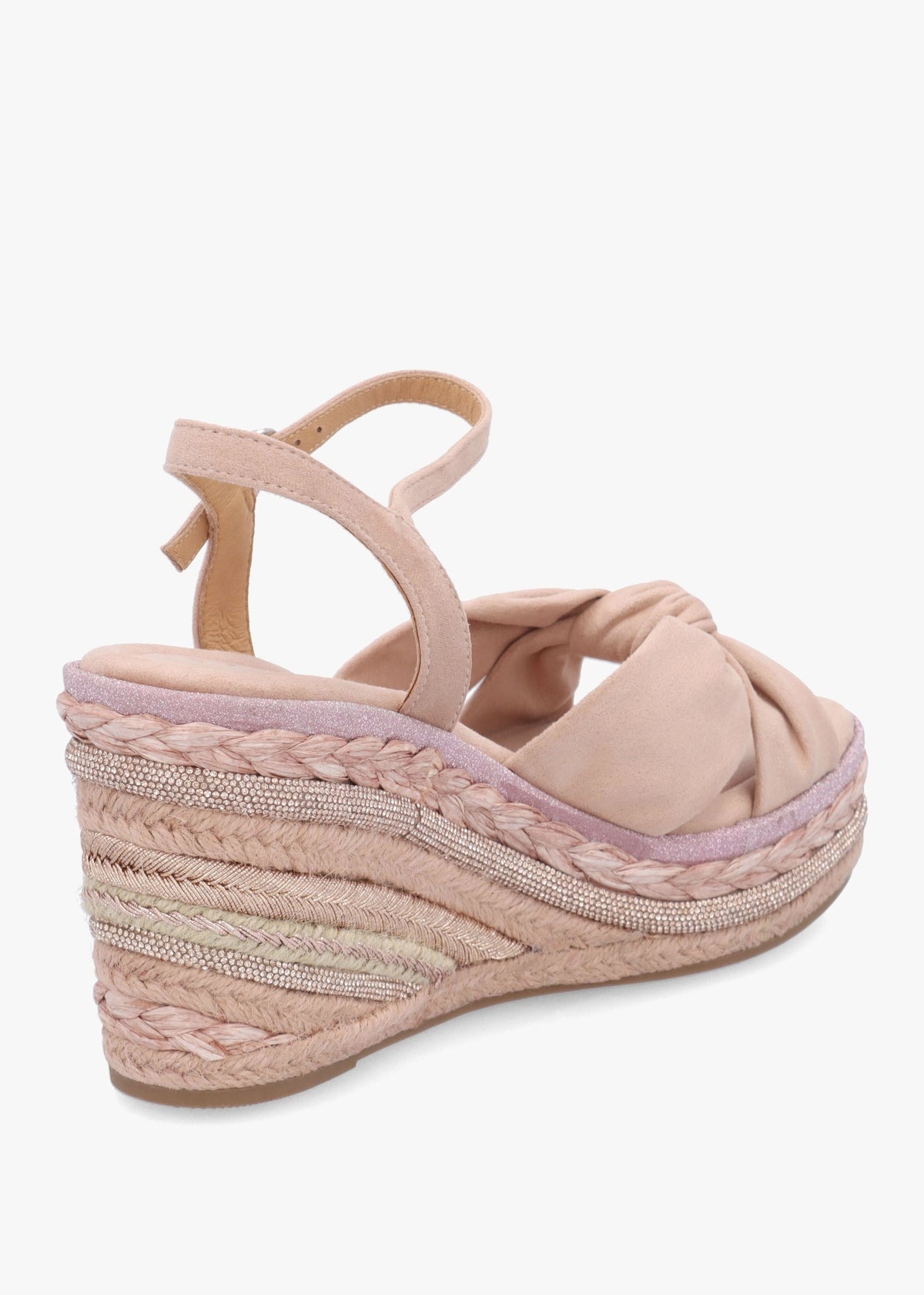 Meerah Pink Embellished Wedge Espadrilles