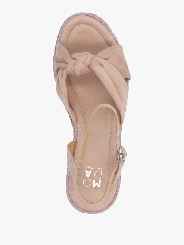 Meerah Pink Embellished Wedge Espadrilles