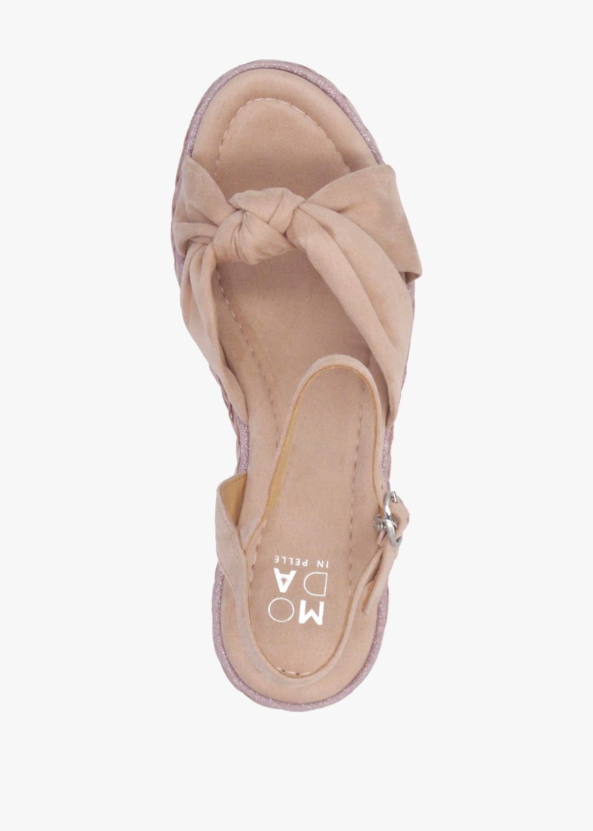 Meerah Pink Embellished Wedge Espadrilles