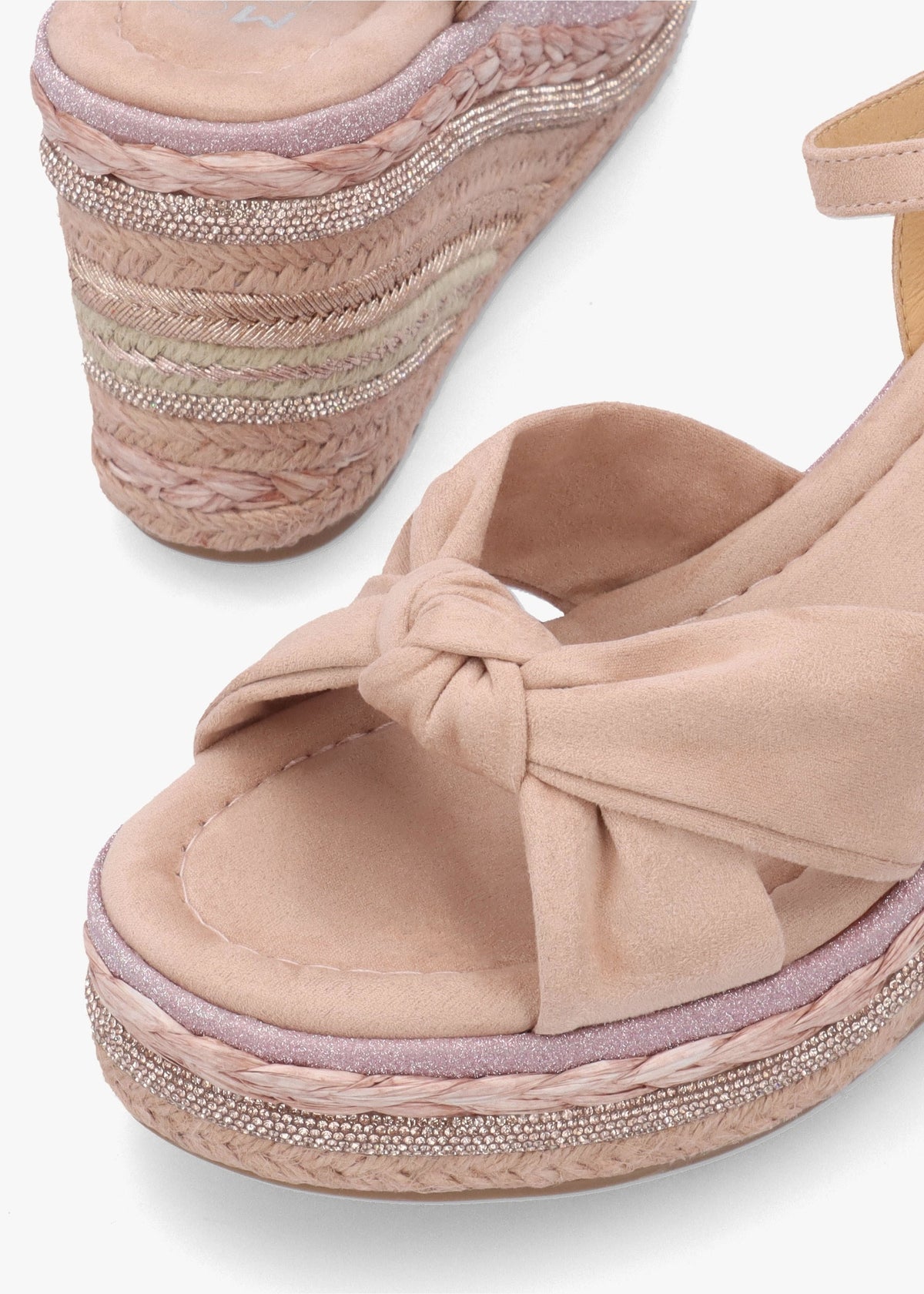 Meerah Pink Embellished Wedge Espadrilles