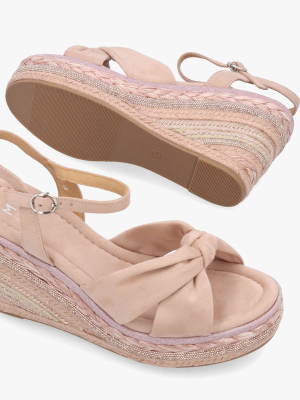 Meerah Pink Embellished Wedge Espadrilles